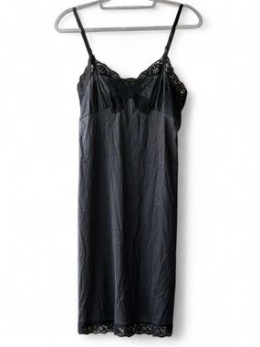 Vintage Vassarette Black Lacy Slip Dress Size 34F